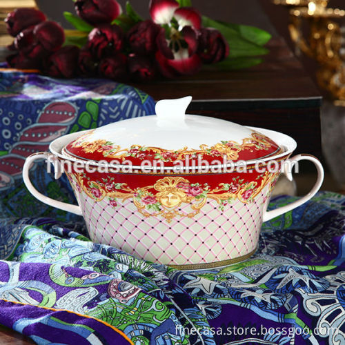 Luxury Fine Bone China Ceramic Soup Tureen with Lid of Dream Wedding